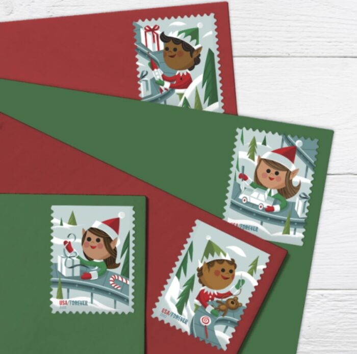 2022 Stamps Holiday Elves Forever Stamps - Image 4