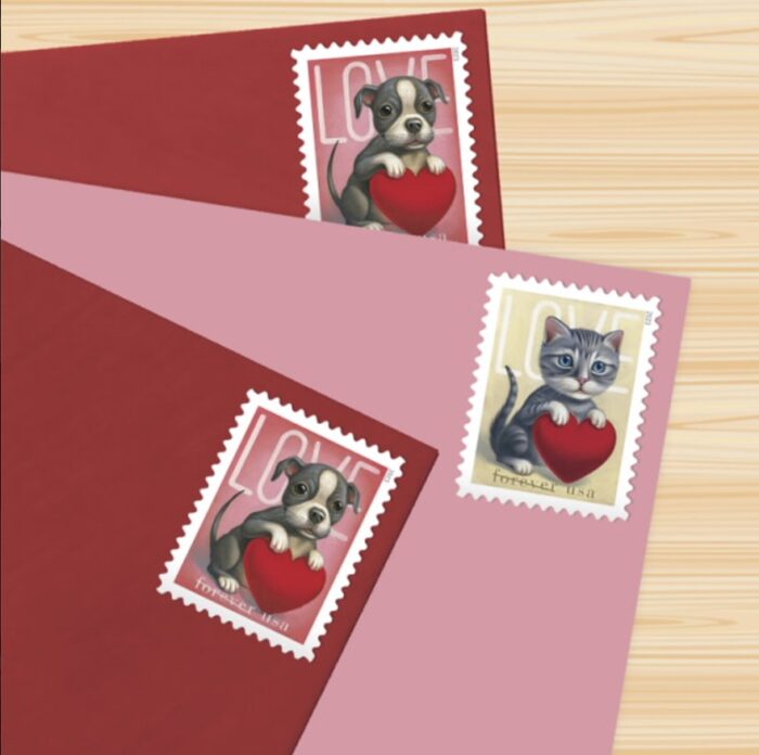 2023 First Class Forever Stamps Love Kitten Puppy - Image 3